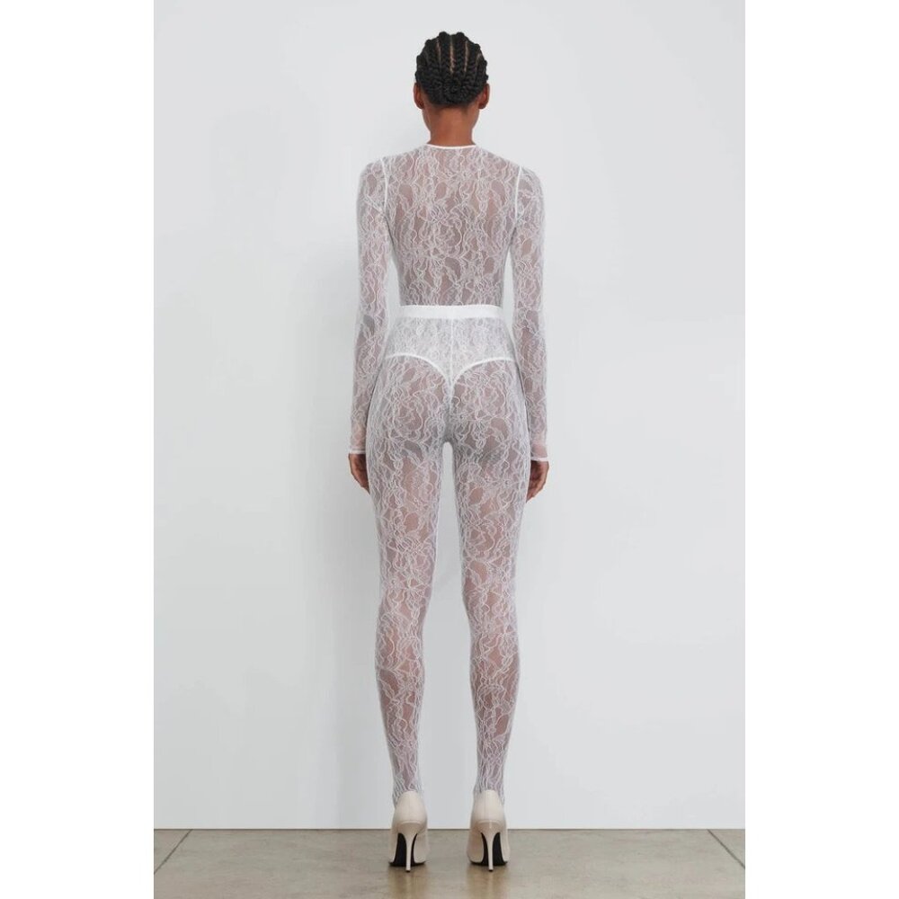 WARDROBE.NYC Lace Tights in Off White New Womens Nylons Pantyhose - Picture 12 of 16